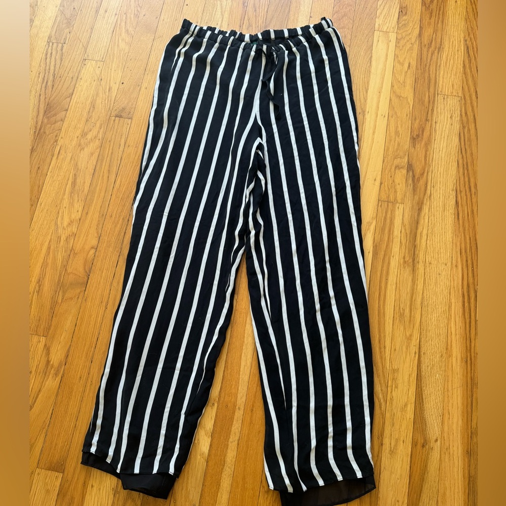 Vintage Lauren Ralph Lauren silk black and white stripe pants